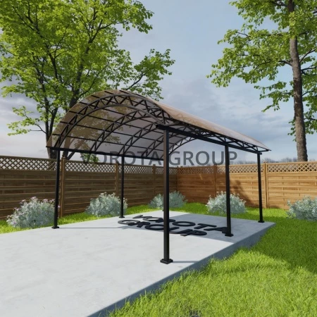 Арочный навес коричневого цвета, монолитный поликарбонат 5500*7000